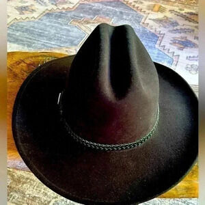 Sheplers by Bailey 100% black wool Western/Cowboy hat, sz M, vintage